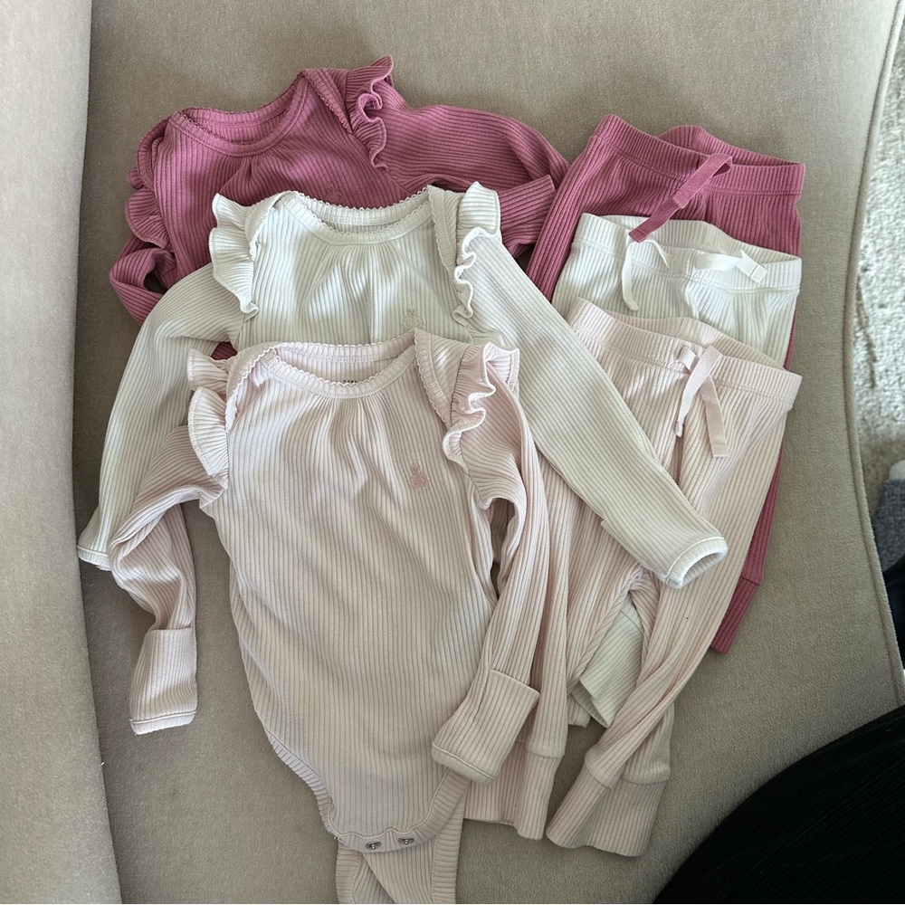 Baby gap 3-6 months set of 3 long sleeve onesie and pant